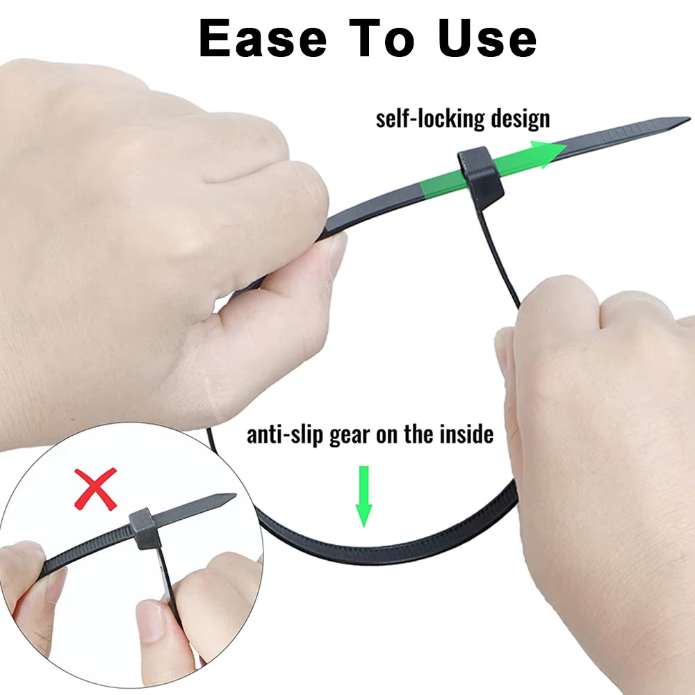 AliExpress 100Pcs Nylon Cable Ties Adjustable Self-locking Cord Ties Straps Fastening Loop Reusable Plastic Wire Ties For Home Office, view 6