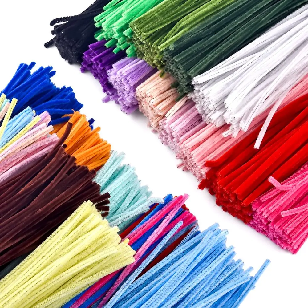 AliExpress 100pcs Plush Stick Twisting Bar Chenille Stems Wire Pipe Kids Toys DIY Strips Creative Hobby Material Stem Iron Felt Wires