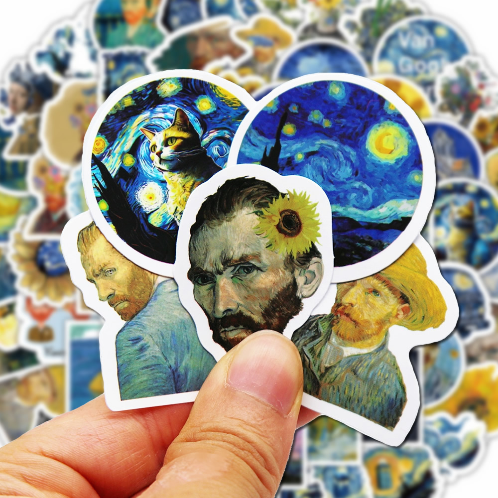 AliExpress 100Pcs Van Gogh Cute Stickers Pack Aesthetic Stationery Supplies Lot Korean Paper Kawaii Office Teacher School Diary Decoration