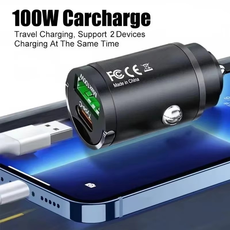 AliExpress 100W Mini Car Charger with Pull Ring, view 2
