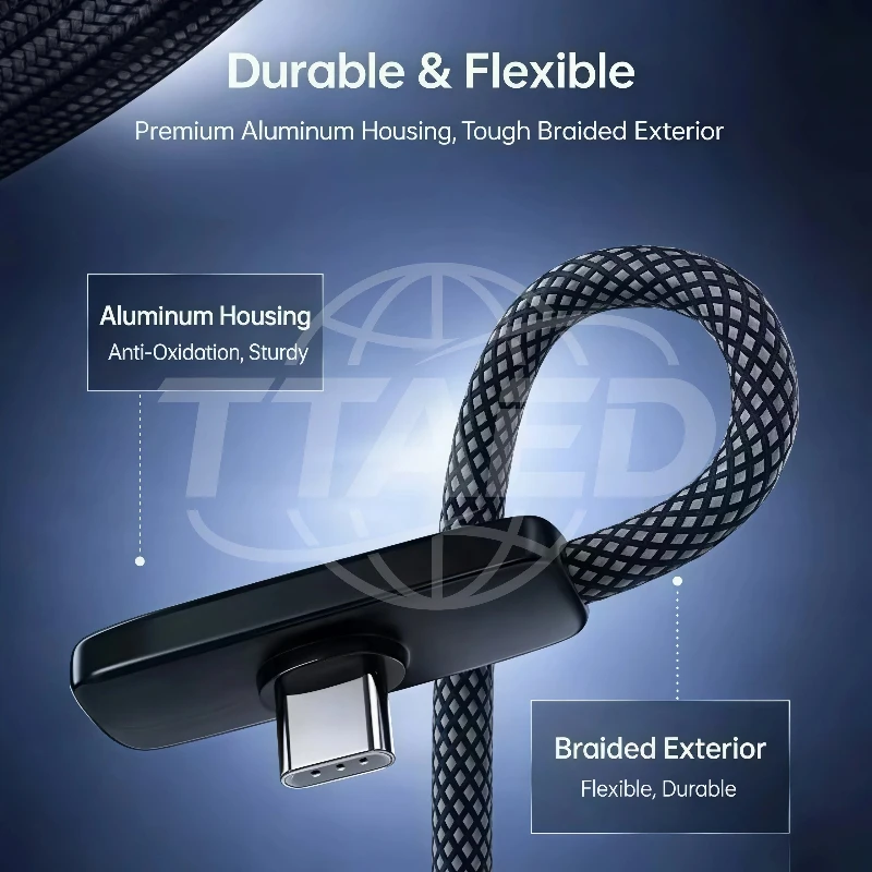 AliExpress 100W USB to USB-C Elbow Charging Cable, view 3