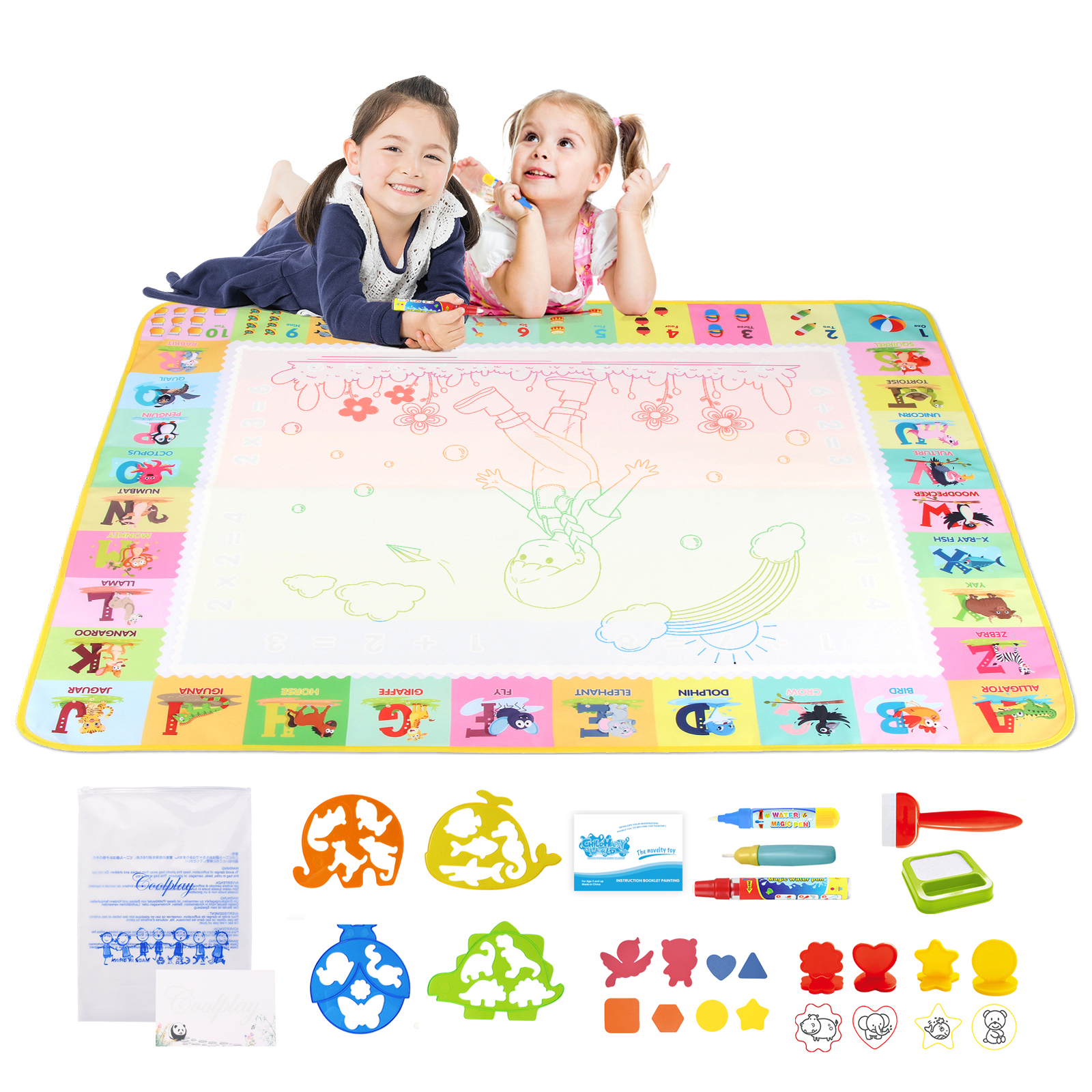 AliExpress 100x80CM Magic Water Drawing Mat Coloring Doodle With Reusable Magic Pens Montessori Painting Board Educational Toys Kids Gifts