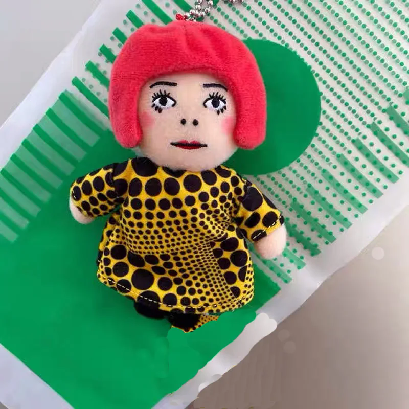 AliExpress 10cm New Yayoi Kusama humanoid Polka-dot No face Man keychain bag hanging decoration plush toy pendant, view 3