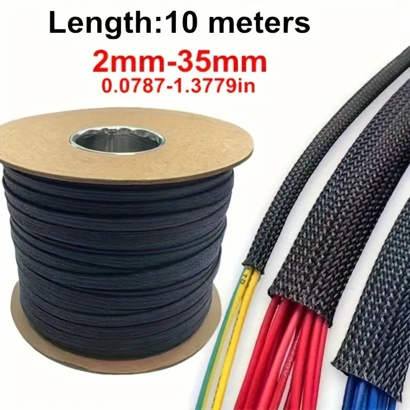 AliExpress 10m /32.8 ft Pet Expandable Braided Mesh Sleeve Black Flexible Wire Mesh Sleeve Tv Audio Pc Cable Protection Against Pet Chewing, view 2
