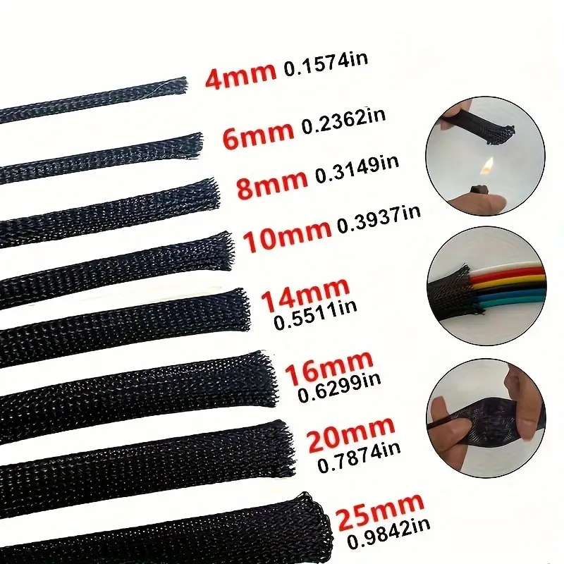 AliExpress 10m /32.8 ft Pet Expandable Braided Mesh Sleeve Black Flexible Wire Mesh Sleeve Tv Audio Pc Cable Protection Against Pet Chewing, view 3