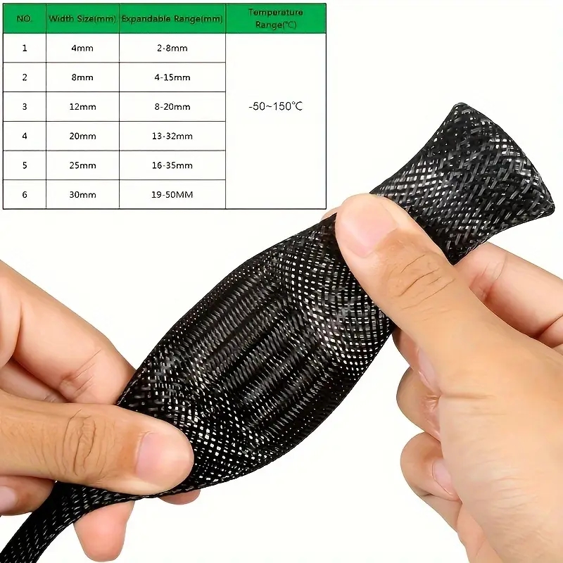 AliExpress 10m /32.8 ft Pet Expandable Braided Mesh Sleeve Black Flexible Wire Mesh Sleeve Tv Audio Pc Cable Protection Against Pet Chewing, view 6