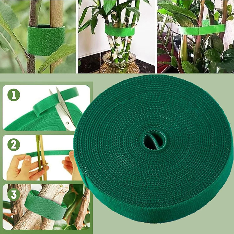 AliExpress 10m Reusable Nylon Plant Ties Green Garden Plant Bandage Cable Ties Self Adhesive Plant Fastener Tape for Plants Garden Home, view 5