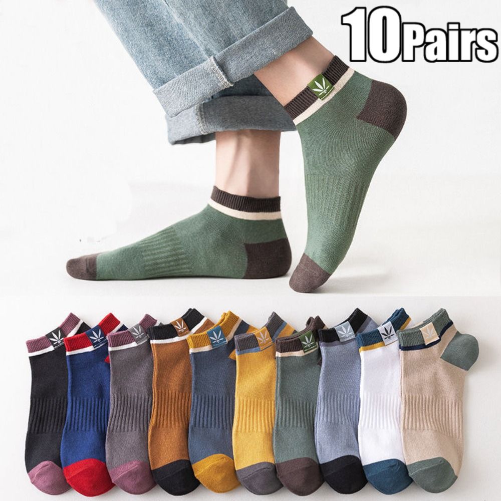 AliExpress 10Pairs Fashion Sports Men Socks Maple Leaf Absorb Sweat Low Cuff Socks Colorful Cotton Socks Women, view 6