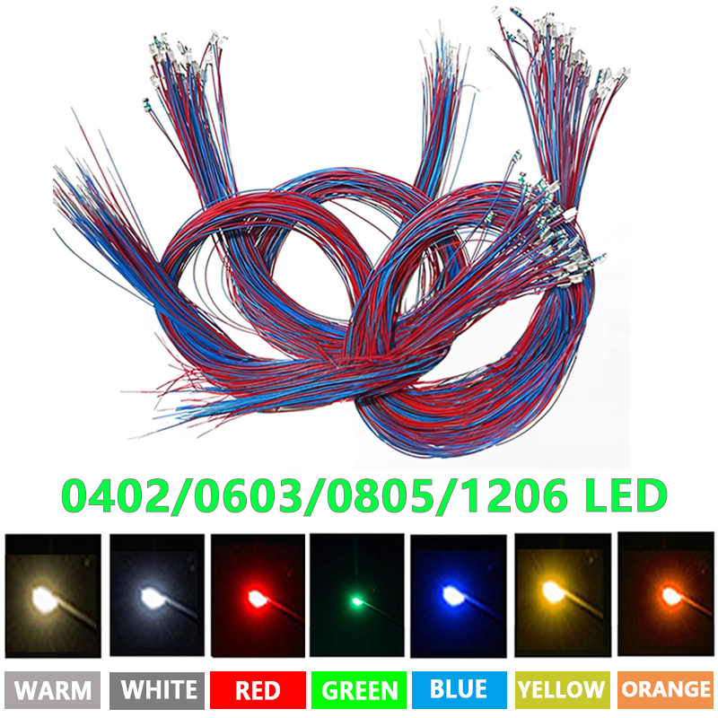 AliExpress 10Pcs 0402 0603 0805 1206 SMD LED Lamp DIY Railway Model Kits Toy Light 3V 30cm Emitting Diode Wram White Red Green Blue Yellow