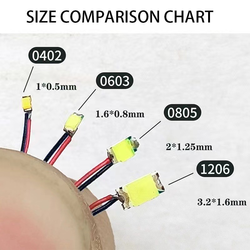 AliExpress 10Pcs 0402 0603 0805 1206 SMD LED Lamp DIY Railway Model Kits Toy Light 3V 30cm Emitting Diode Wram White Red Green Blue Yellow, view 2