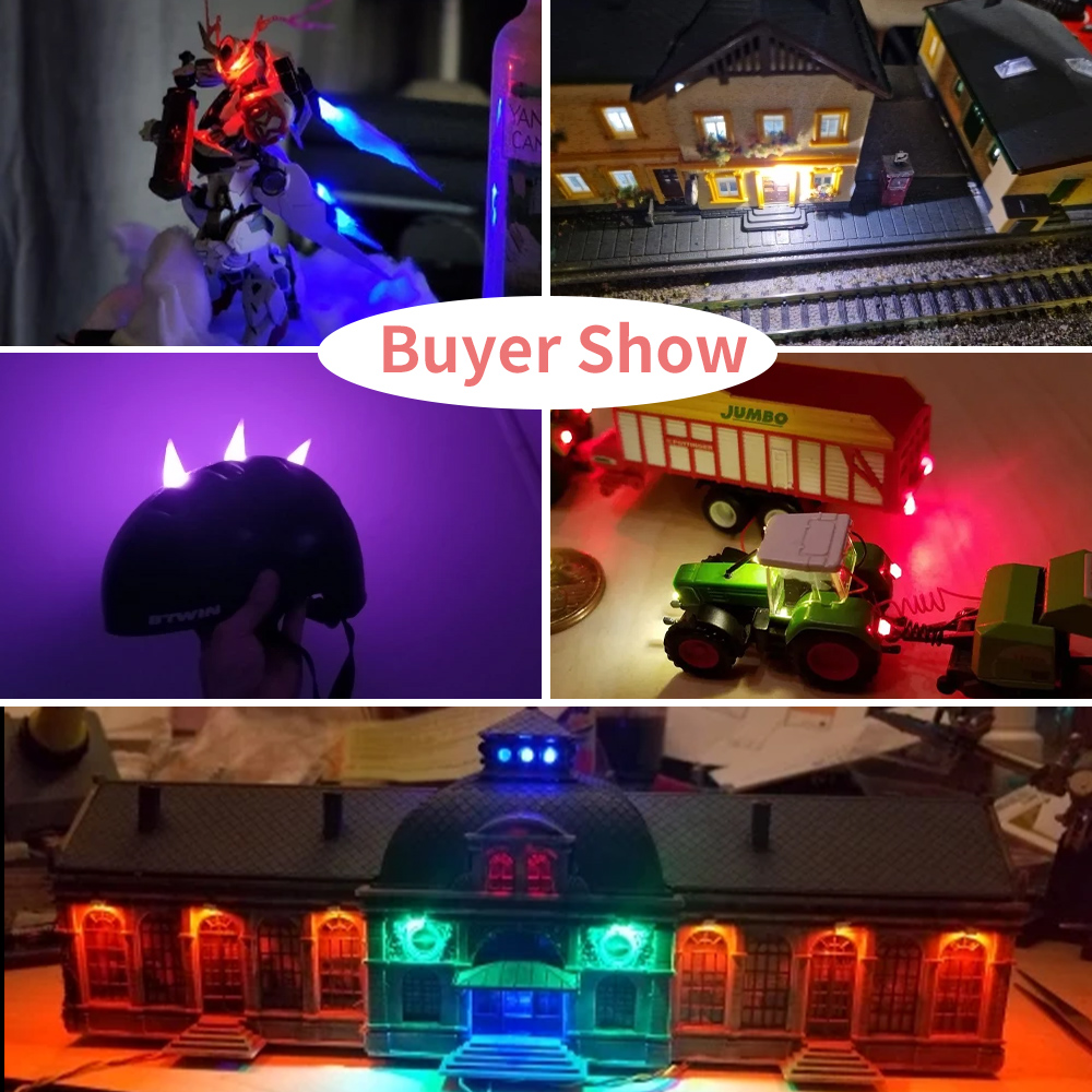 AliExpress 10Pcs 0402 0603 0805 1206 SMD LED Lamp DIY Railway Model Kits Toy Light 3V 30cm Emitting Diode Wram White Red Green Blue Yellow, view 6