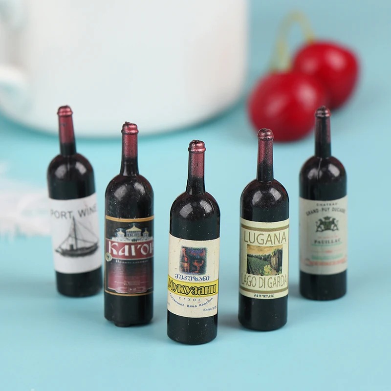 AliExpress 10Pcs 1/12 Dollhouse Miniature Mini Wine Bottle Set With Box Simulation Drinks Model Toys For Doll House Decoration Accessories, view 3