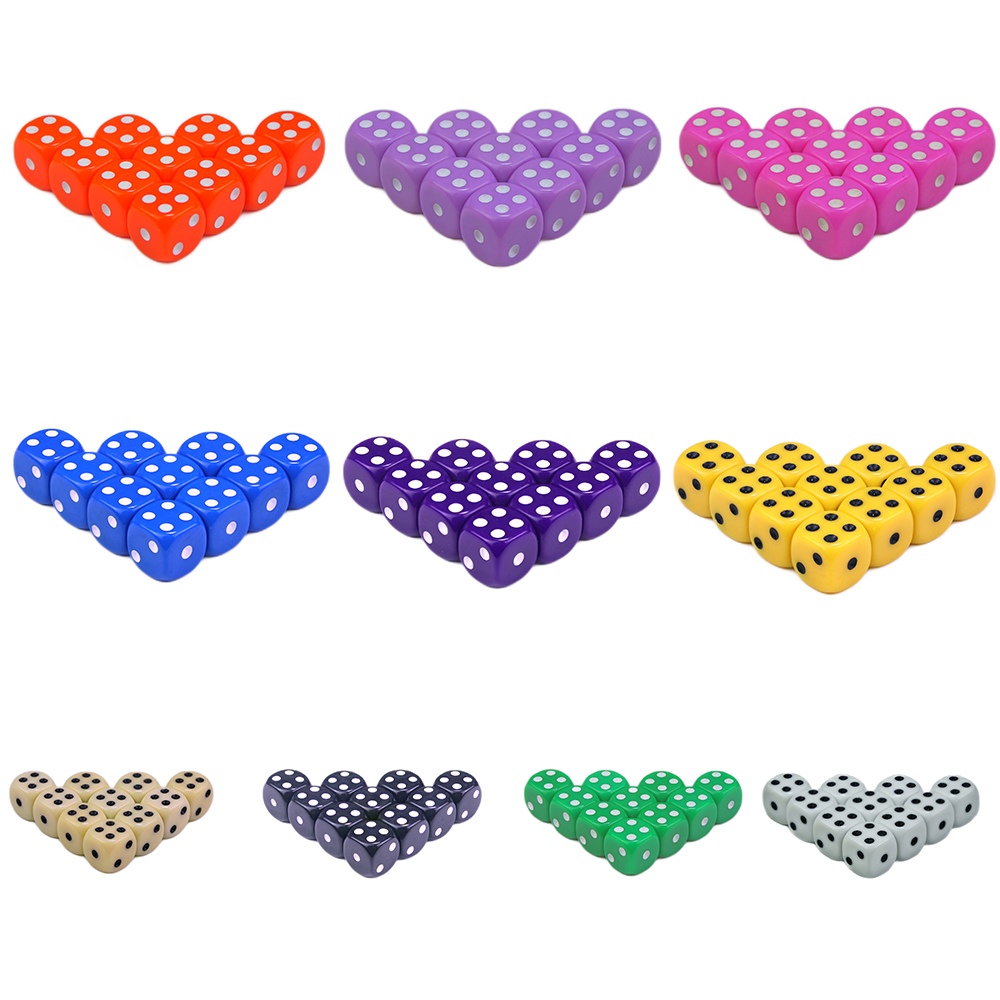 AliExpress 10pcs 16mm D6 Dice 16mm Colorful Dice for DND RPG Board Game Bar Table Accessories, view 4