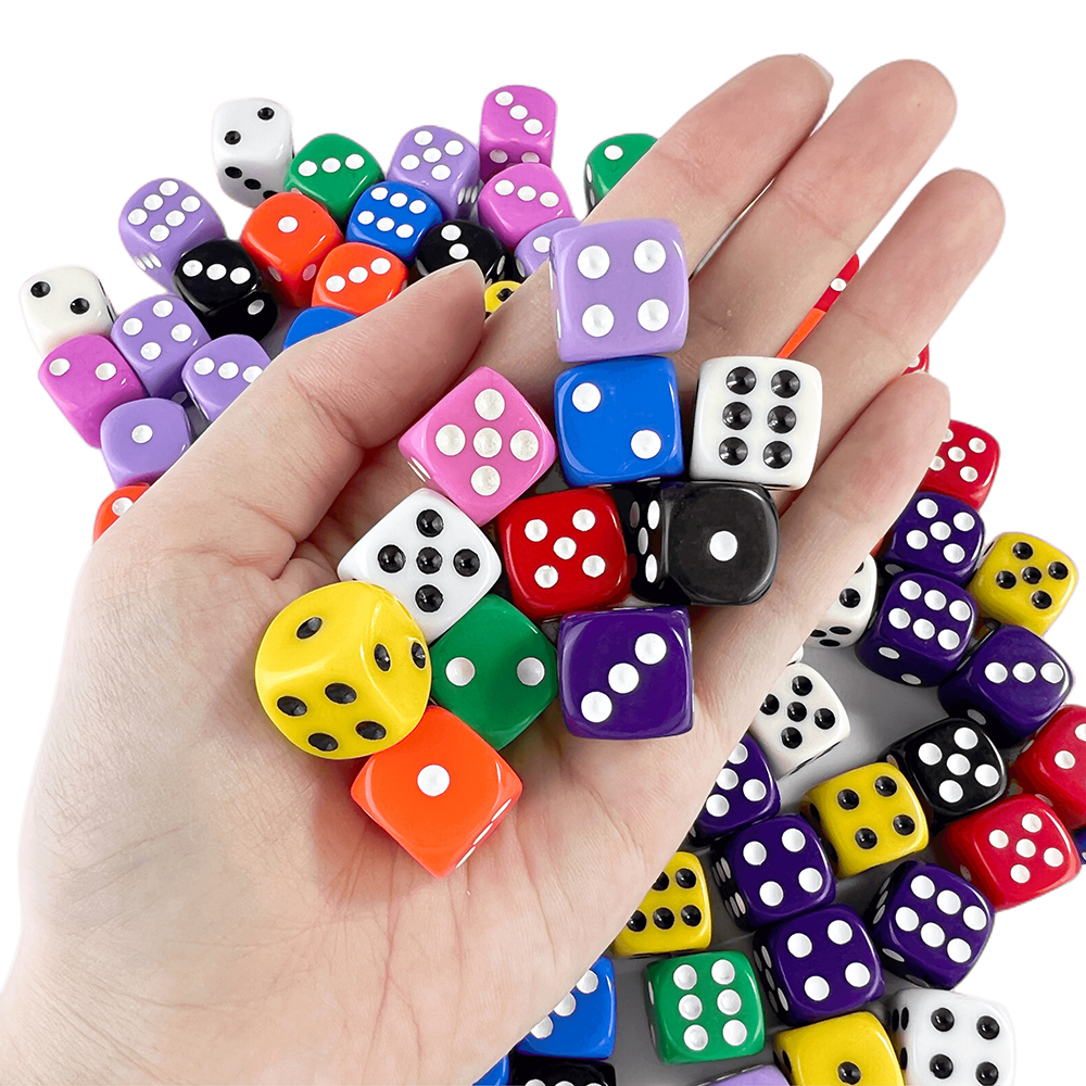 AliExpress 10pcs 16mm D6 Dice 16mm Colorful Dice for DND RPG Board Game Bar Table Accessories, view 5
