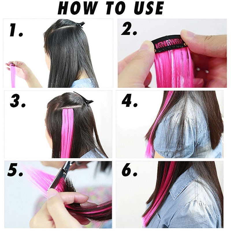 AliExpress 10pcs 22Inch Synthetic Long Straight Hair Extensions Clip in Colored Party Highlights Hairpieces for Women Kids Girls, view 4