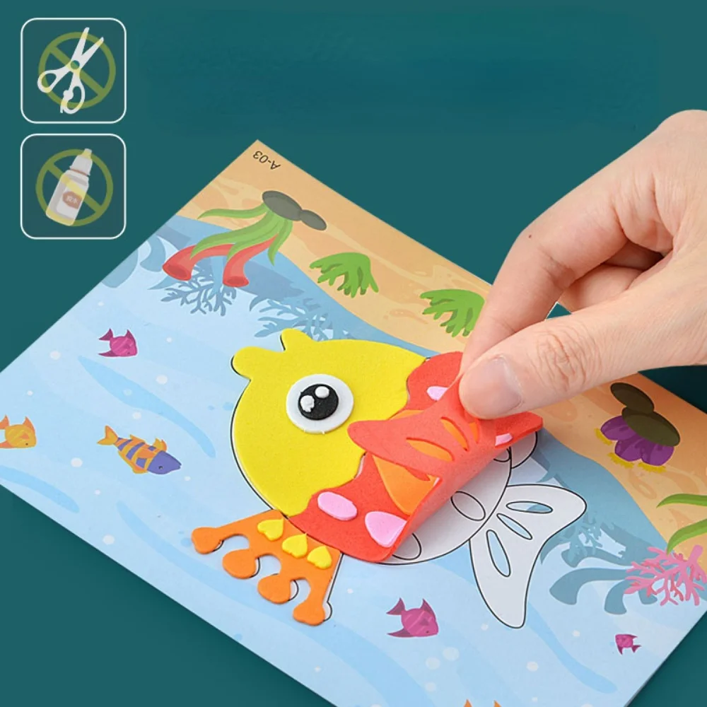 AliExpress 10Pcs 3D EVA Foam Sticker Puzzle Game DIY Cartoon Animal Craft Toys Kids Drawing Toy Learning Education Toys for Children Gifts, view 3