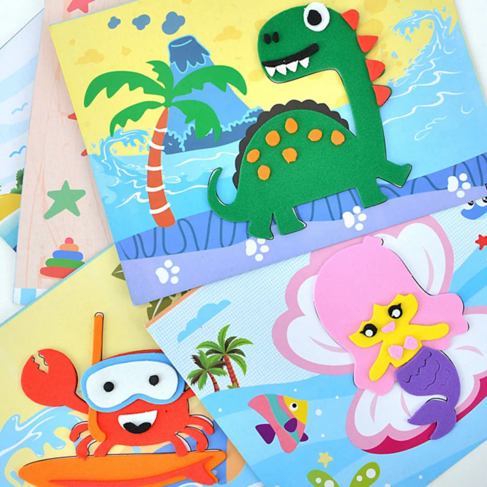 AliExpress 10Pcs 3D EVA Foam Sticker Puzzle Game DIY Cartoon Animal Craft Toys Kids Drawing Toy Learning Education Toys for Children Gifts, view 5