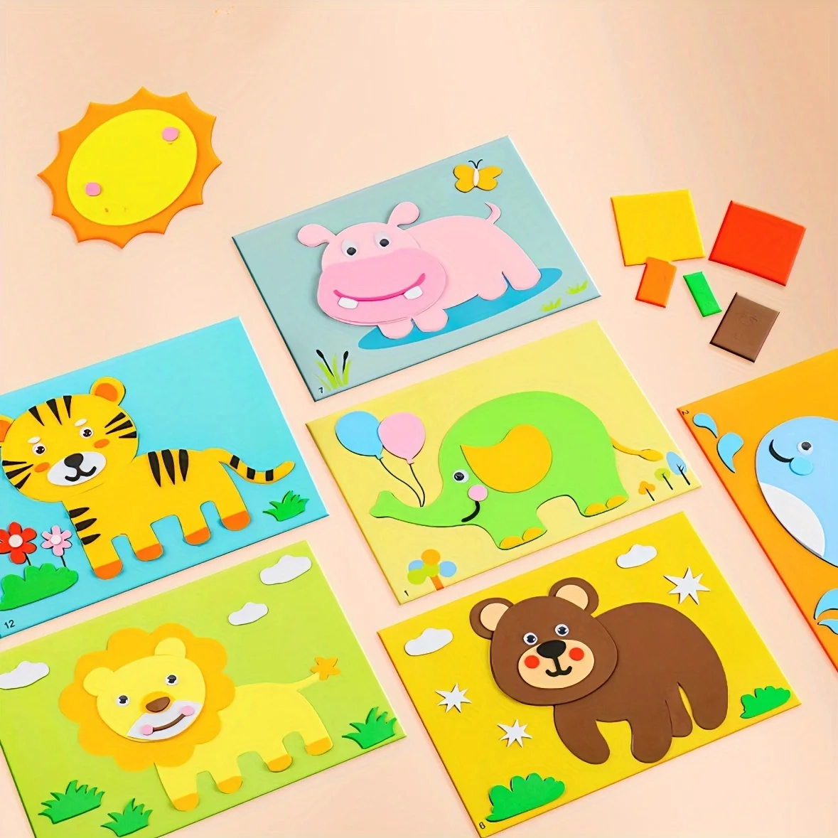 AliExpress 10Pcs 3D EVA Foam Sticker Set DIY Cartoon Animal Learning Education Painting Sticker Art Classroom Painting Puzzle Handicra, view 5