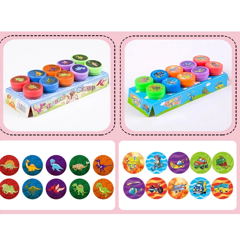 AliExpress 10pcs Assorted Stamps for Self-ink Stamps Toy Stamps Smiley Face Seal Scrapbooking DIY Painting Photo Album Decoration, view 5
