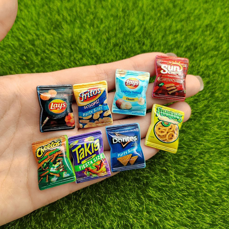 AliExpress 10Pcs Dollhouse Simulation Potato Chips Dollhouse Mini Snack Food Decorations Dolls House Accessories Pretend Play Toys, view 3