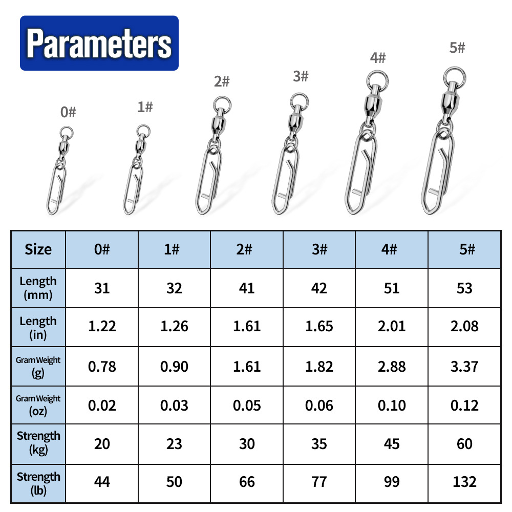 AliExpress 10-Piece Fishing Bearing Swivel Connectors (0#-5#), view 4