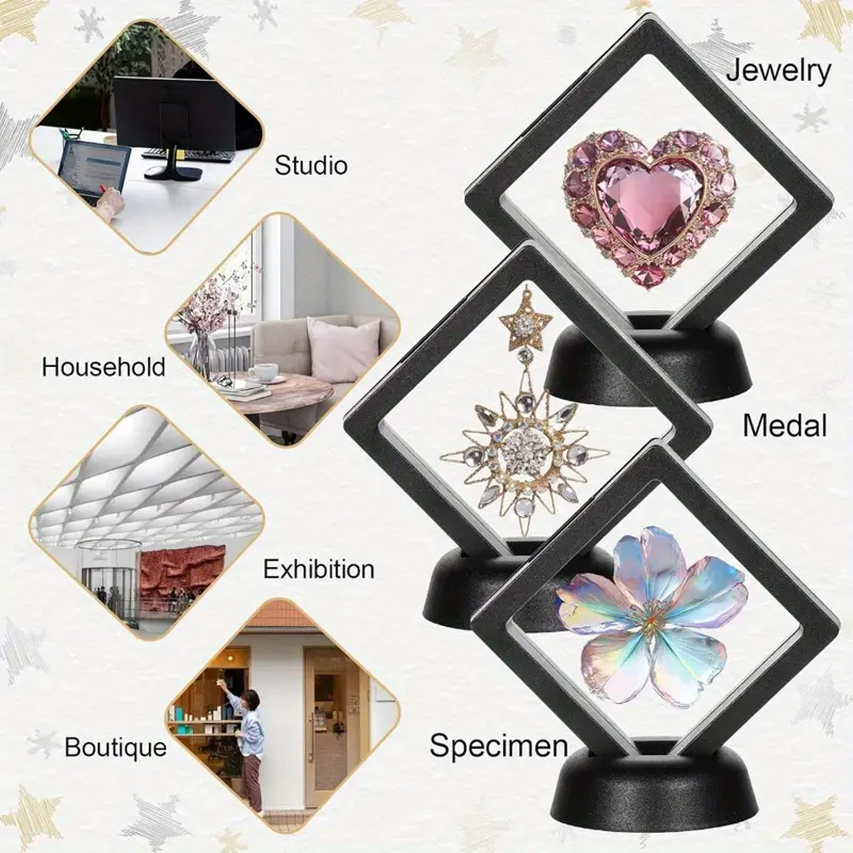 AliExpress 10-Piece Floating Display Boxes for Coins and Jewelry, view 2