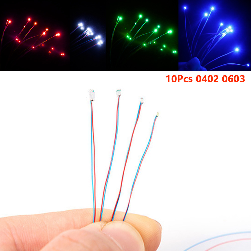AliExpress 10Pcs/lot DIY Micro SMD Led Lamp Wired Led 0402 0603 Pre-soldered Micro Litz Wired Chip 30cm 3V Railway Model Scenes Kit Toy