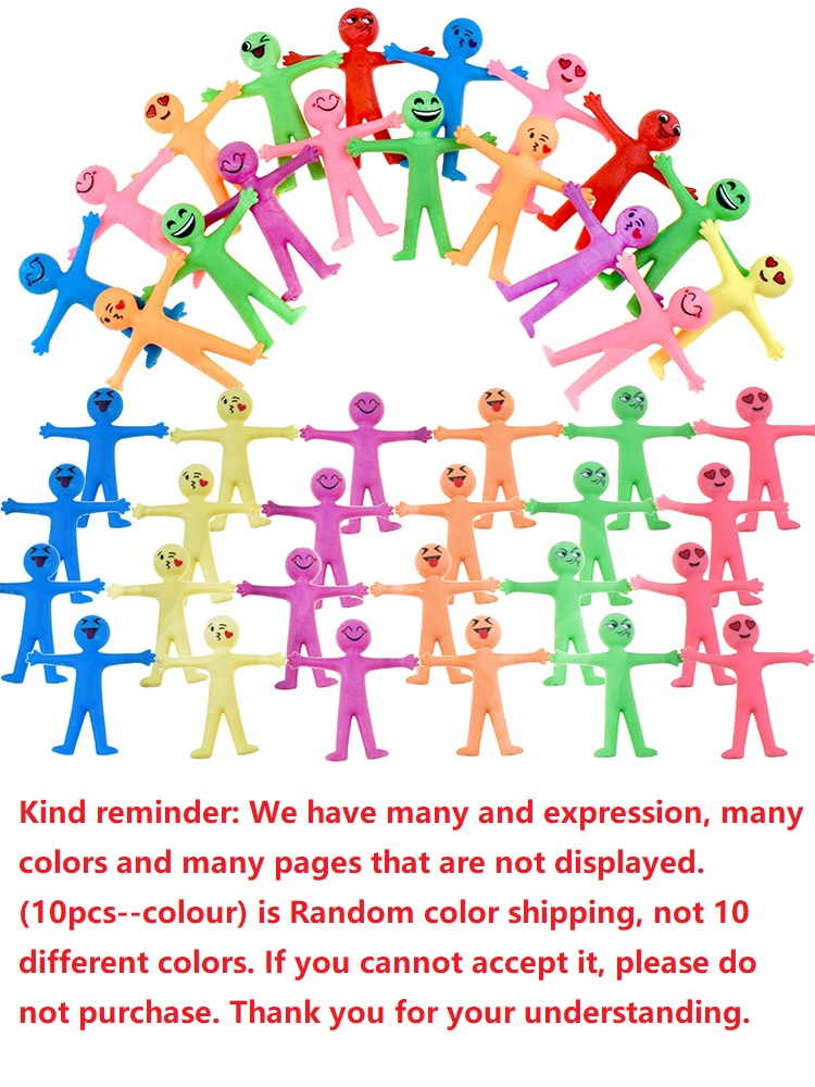 AliExpress 10Pcs Novelty Stretchy Stretch Toy Cute Colorful Yellow Stress Relief Stretchy Fidget Gifts TPR Soft Plastic Creative Doll Toy, view 2