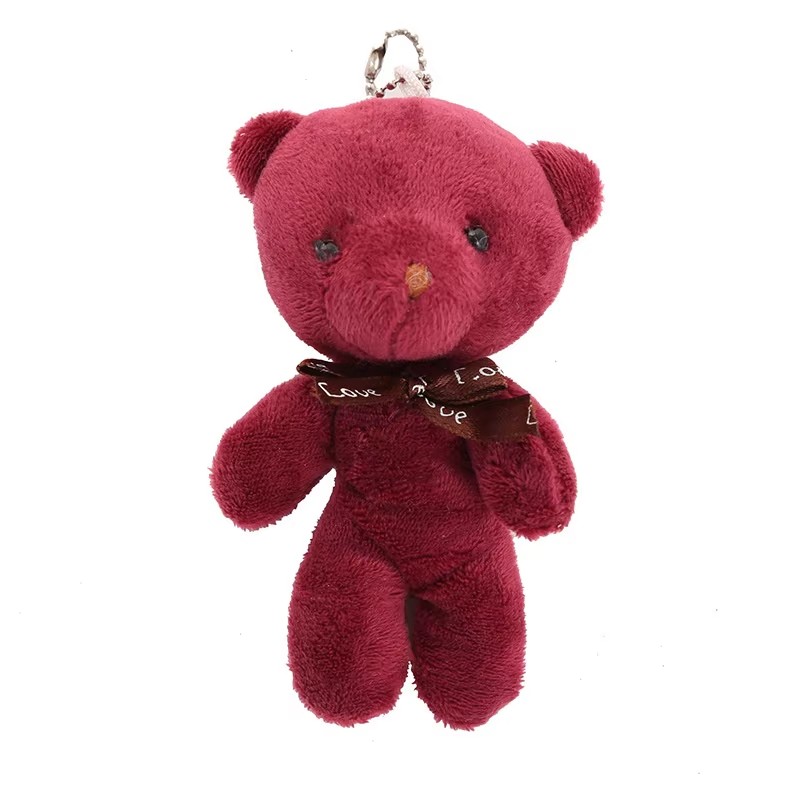 AliExpress 10pcs/pack 12cm Mini Bow Tie Teddy Bear Pendant Plush Toy Colorful Teddy Plush Keychain, view 4