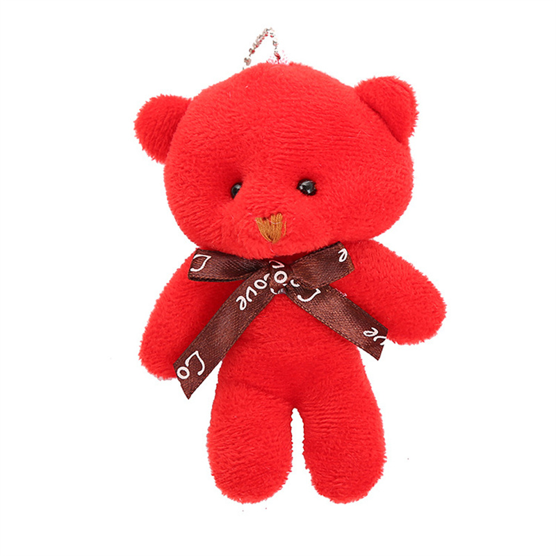 AliExpress 10pcs/pack 12cm Mini Bow Tie Teddy Bear Pendant Plush Toy Colorful Teddy Plush Keychain, view 6