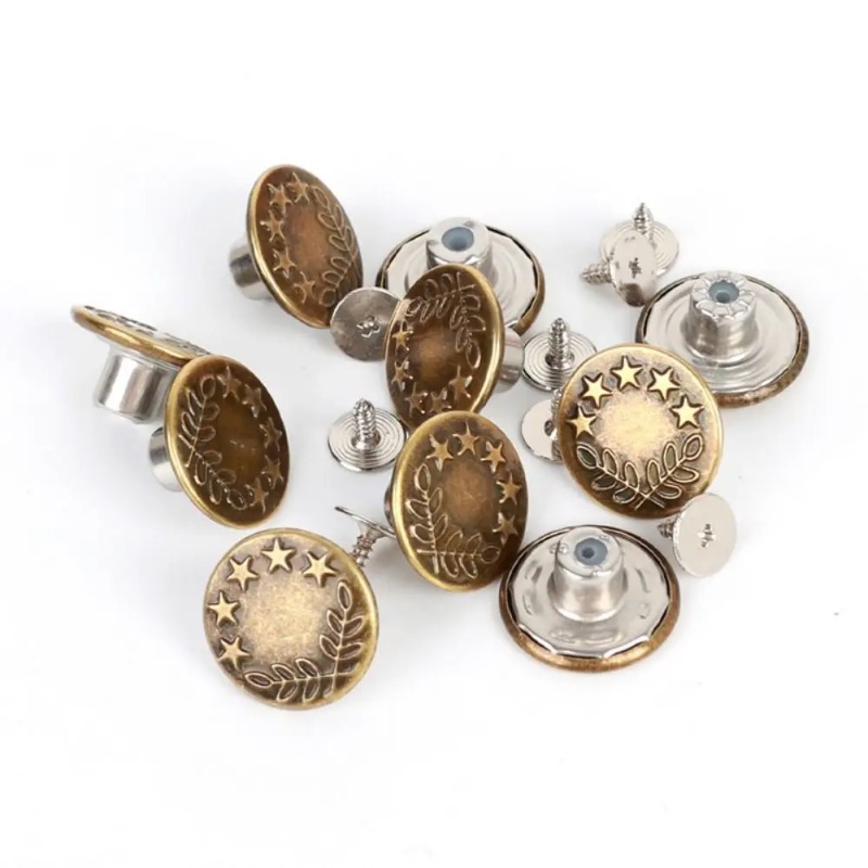 AliExpress 10Pcs/pack Jeans Buttons With Screwdriver Clothing Pants Sewing Accessories Waist Buckle 17mm Nail Free Waist Extenders Button, view 3