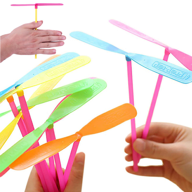 AliExpress 10Pcs Plastic Bamboo Dragonfly Shape Hand Push Flying Propeller Outdoor Sports Toy Gift Rotating Flying Arrow Outdoor Games