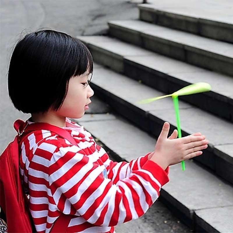 AliExpress 10Pcs Plastic Bamboo Dragonfly Shape Hand Push Flying Propeller Outdoor Sports Toy Gift Rotating Flying Arrow Outdoor Games, view 2