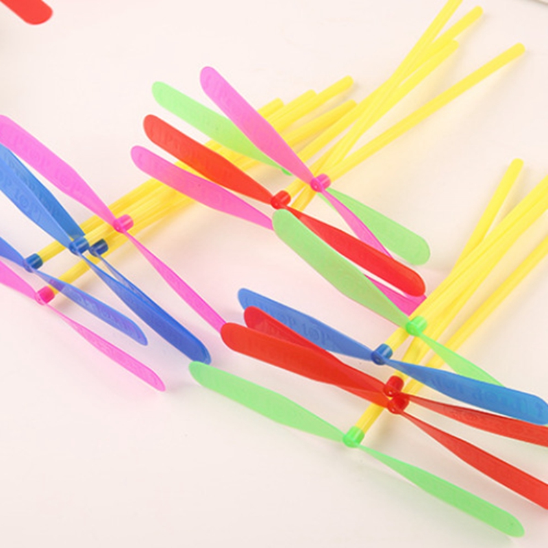AliExpress 10Pcs Plastic Bamboo Dragonfly Shape Hand Push Flying Propeller Outdoor Sports Toy Gift Rotating Flying Arrow Outdoor Games, view 3