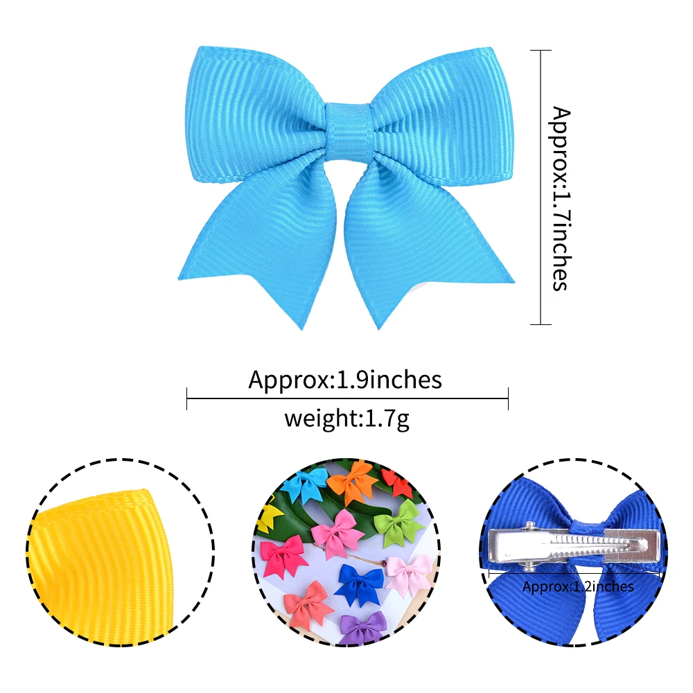 AliExpress 10Pcs/Set Solid Color Kids Bows Hair Clips for Baby Girls Handmade Ribbon Bowknot Hairpin Barrettes New Year Hair Accessories, view 5