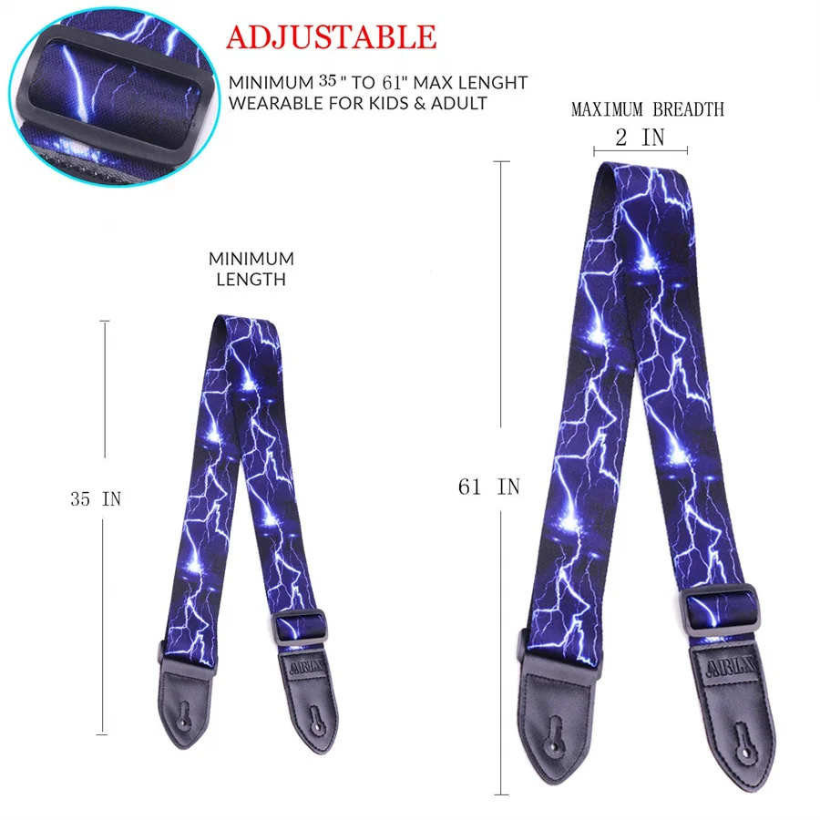 AliExpress 10Pcs Soft Guitar Strap With 3 Pick Holders, Strap Button Headstock Adaptor, 1 Pair Strap Locks and 5 Guitar Picks Set, view 2