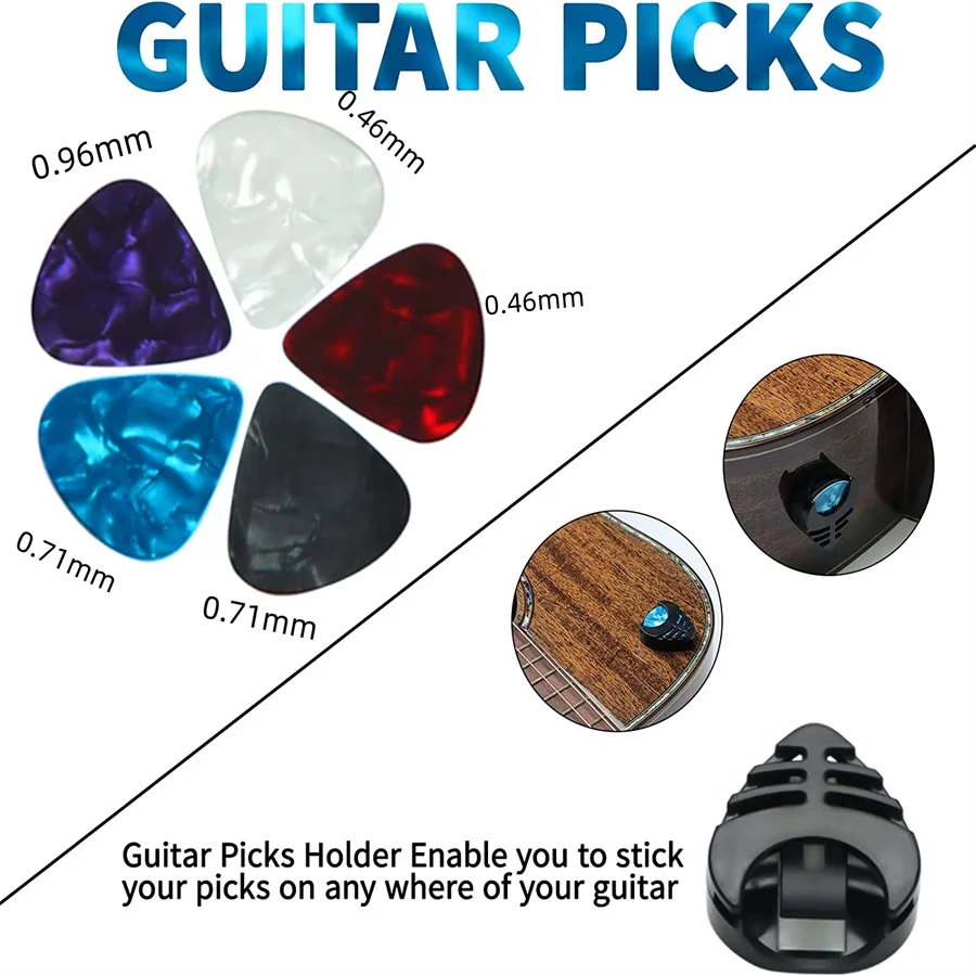 AliExpress 10Pcs Soft Guitar Strap With 3 Pick Holders, Strap Button Headstock Adaptor, 1 Pair Strap Locks and 5 Guitar Picks Set, view 3