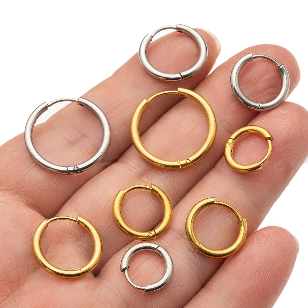 AliExpress Stainless Steel Huggie Hoop Earrings (10-Pack), view 2