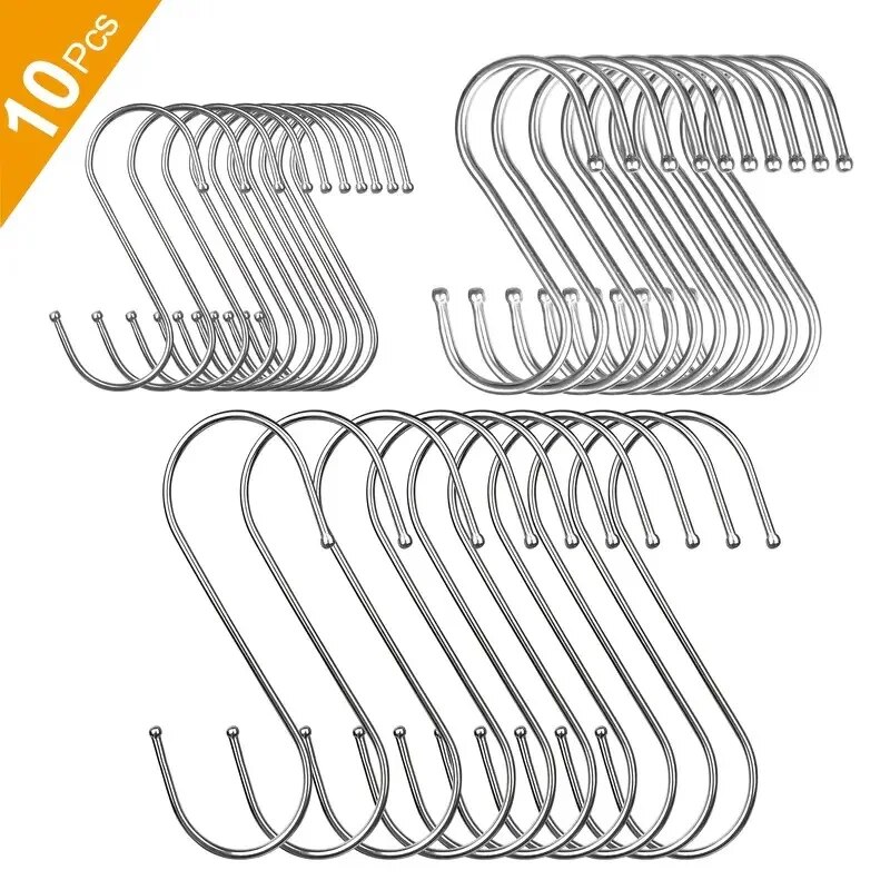 AliExpress Stainless Steel S-Shaped Hanging Hooks (10-Pack)