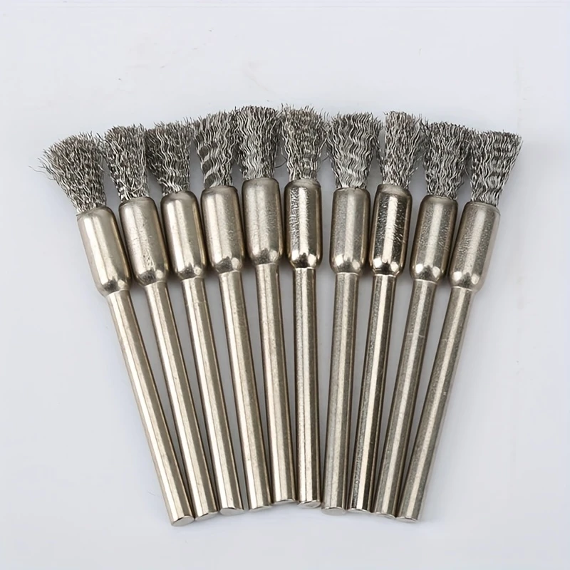 AliExpress 10Pcs Stainless Steel Wire Brushes with a 3.17mm Handle - Ideal for Rotating Tools, Ideal for Cleaning, Rust Removal and Sanding, view 3