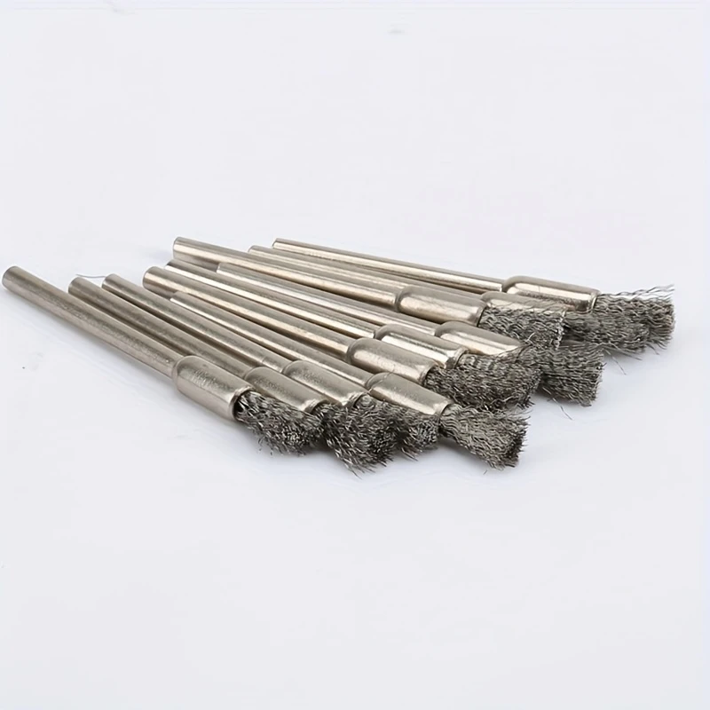 AliExpress 10Pcs Stainless Steel Wire Brushes with a 3.17mm Handle - Ideal for Rotating Tools, Ideal for Cleaning, Rust Removal and Sanding, view 4