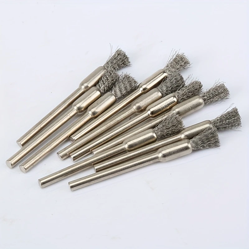 AliExpress 10Pcs Stainless Steel Wire Brushes with a 3.17mm Handle - Ideal for Rotating Tools, Ideal for Cleaning, Rust Removal and Sanding, view 5