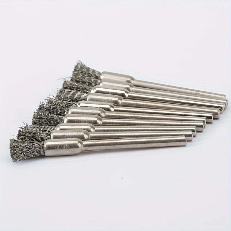 AliExpress 10Pcs Stainless Steel Wire Brushes with a 3.17mm Handle - Ideal for Rotating Tools, Ideal for Cleaning, Rust Removal and Sanding, view 6