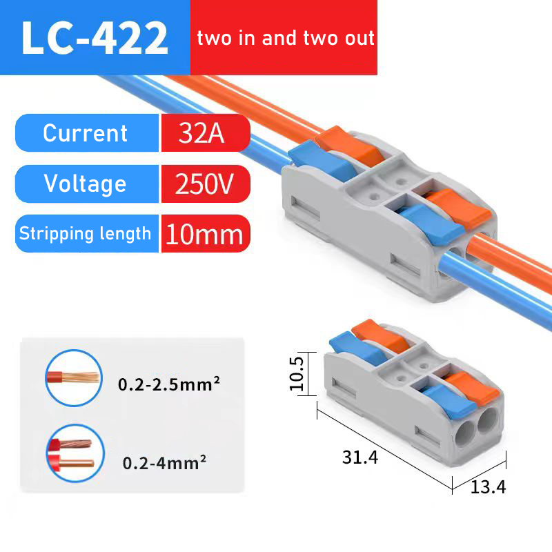 AliExpress 10Pcs Wire Conductor Connector Mini Lever‑Nut 2‑In‑2‑Out Fast Lighting Wire Cable Connector Terminal Block, view 2
