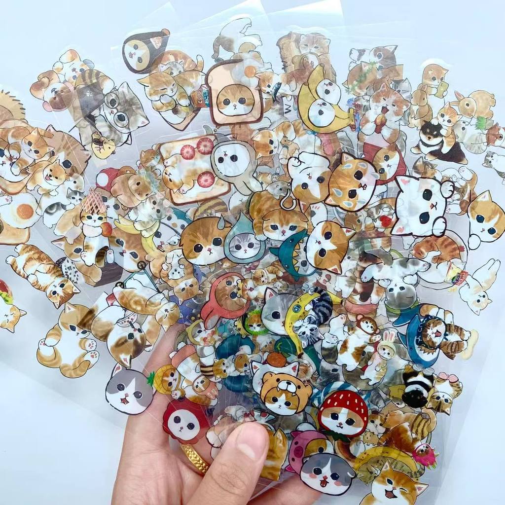 AliExpress 10Sheets Cat Pattern PET Stickers Transparent Decorative Stickers for DIY Craft Journal Decoration Golden Memory Stickers Store