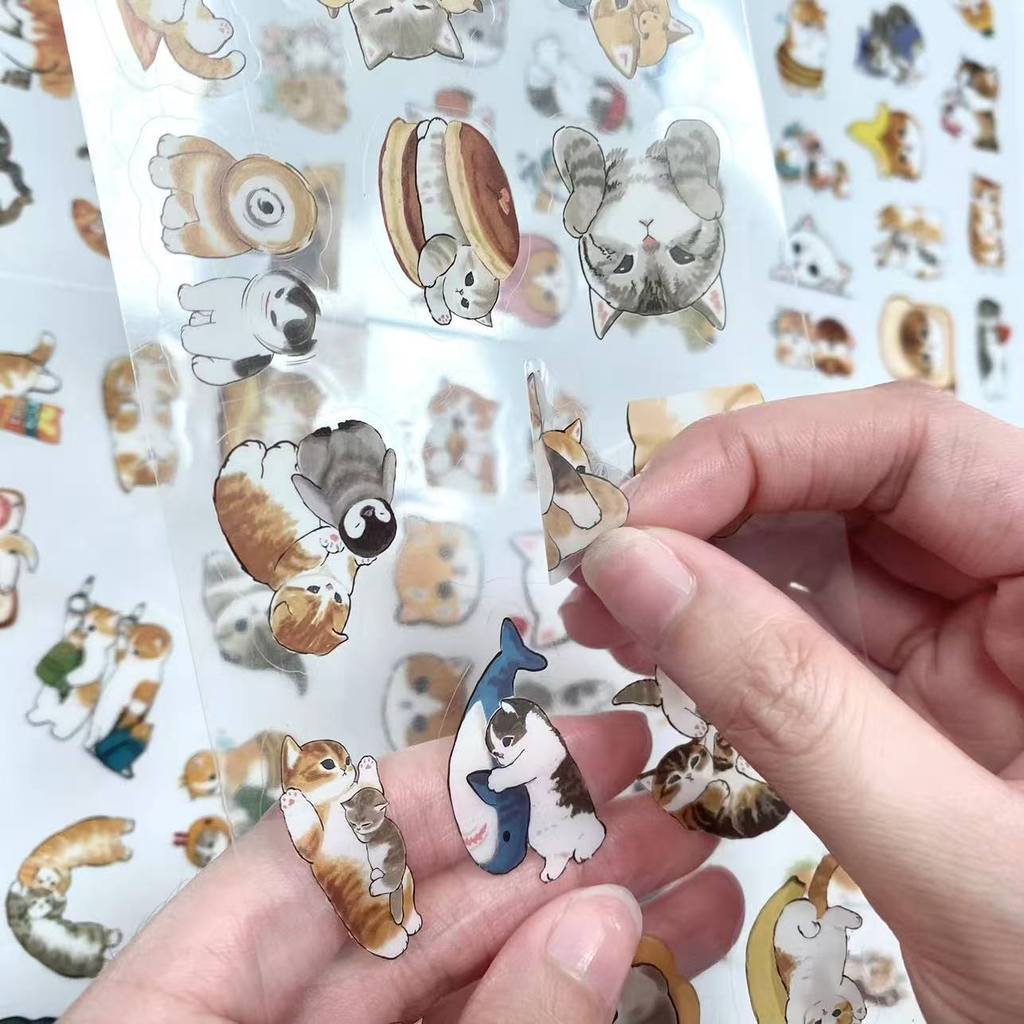 AliExpress 10Sheets Cat Pattern PET Stickers Transparent Decorative Stickers for DIY Craft Journal Decoration Golden Memory Stickers Store, view 5