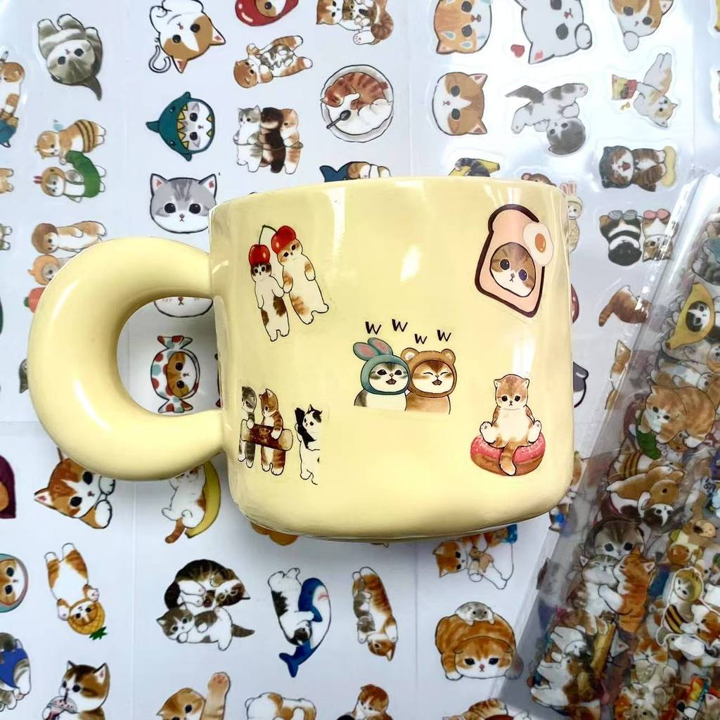 AliExpress 10Sheets Cat Pattern PET Stickers Transparent Decorative Stickers for DIY Craft Journal Decoration Golden Memory Stickers Store, view 6