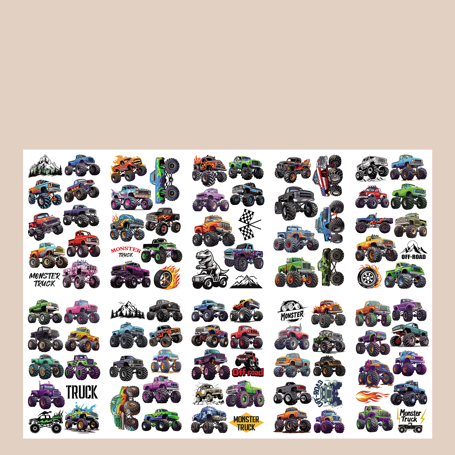 AliExpress 10Sheets Monster Trucks Temporary Tattoos Makeup Body Stickers for Boys Designs Tattoo Sticker, view 4
