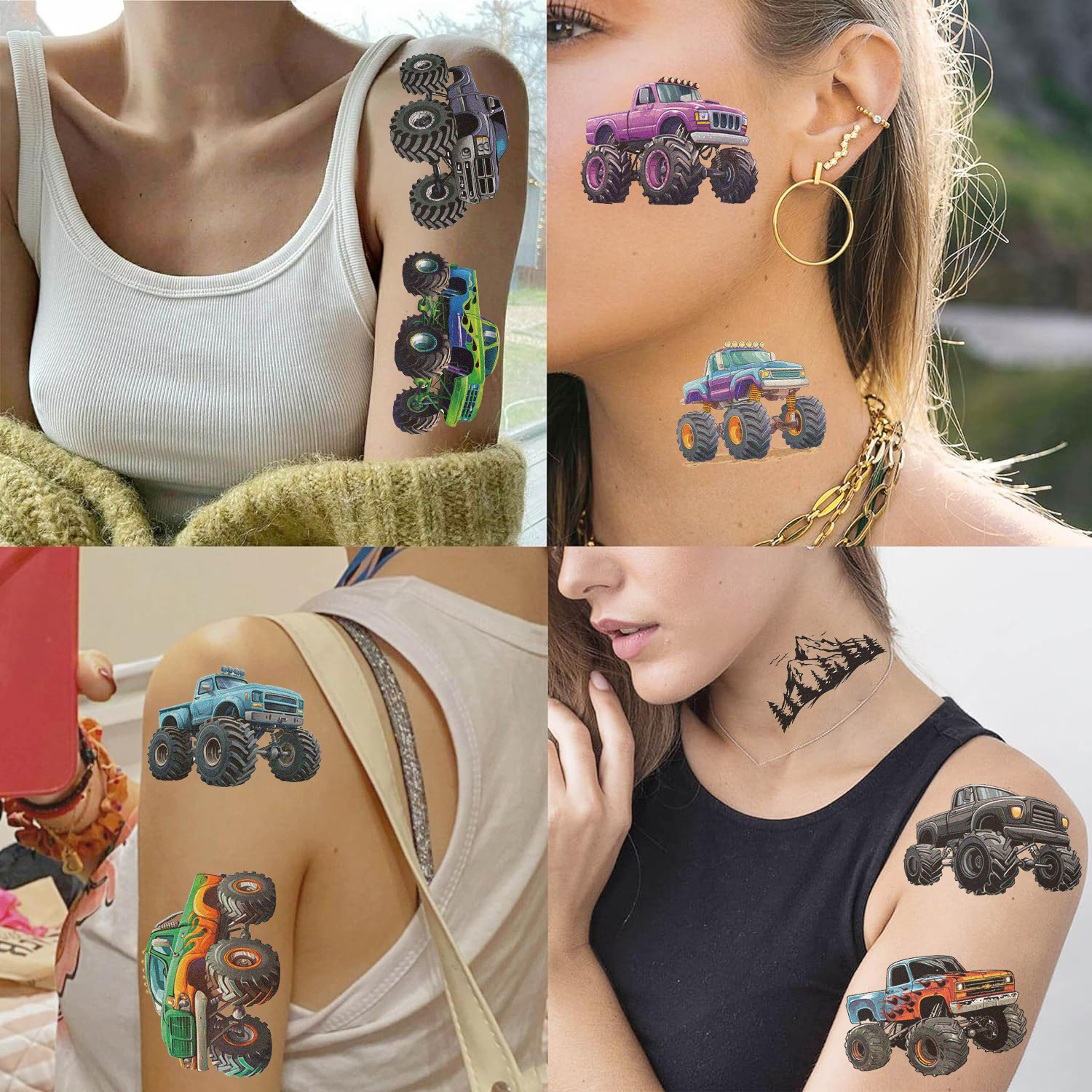 AliExpress 10Sheets Monster Trucks Temporary Tattoos Makeup Body Stickers for Boys Designs Tattoo Sticker, view 6