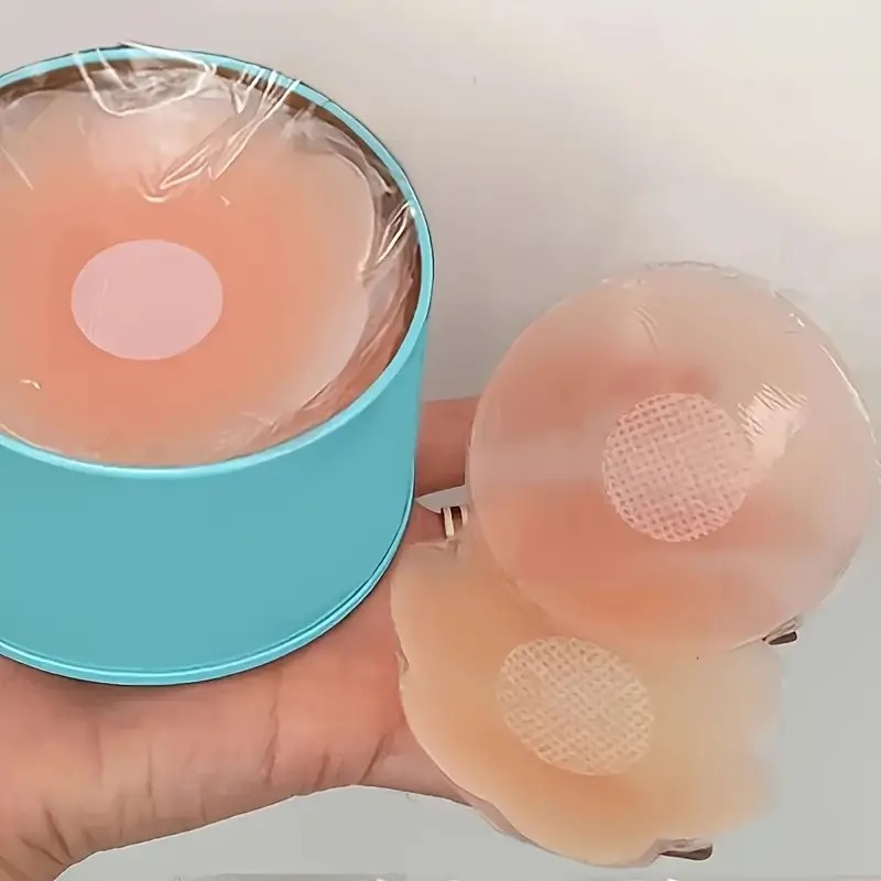 AliExpress 11 Pairs/22 Pieces of Reusable Silicone Nipple Covers - Strapless Invisible Self-Adhesive Breast Covers, Light Pink with Dot Pattern, Seamless Design, view 2